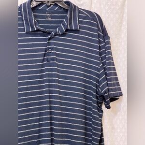 Men's Short Sleeve Moisture Resistant Navy/White Striped Activewear Golf Polo XL